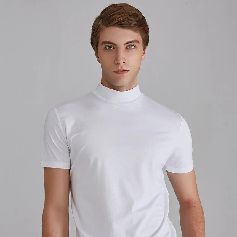 Men's Turtleneck T-Shirt - Soft Cotton Casual Fit