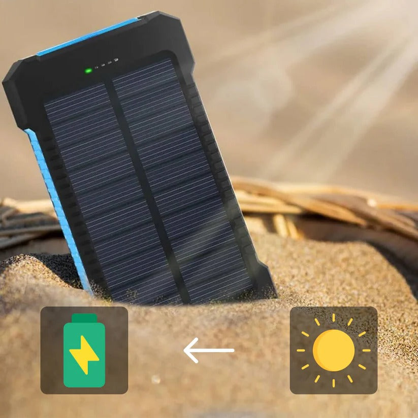 Solar Power Bank - Waterproof Dual USB Charger with LED Light