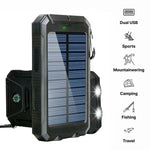 Solar Power Bank - Waterproof Dual USB Charger with LED Light
