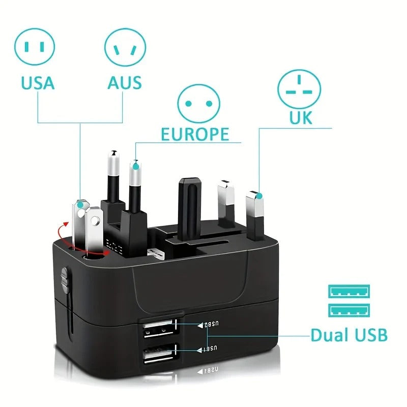 Worldwide Travel Adapter - Dual USB Charging Ports