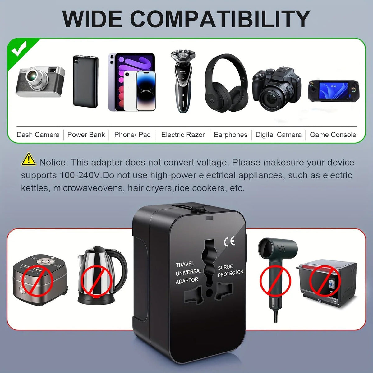 Worldwide Travel Adapter - Dual USB Charging Ports