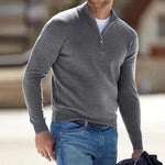 Men's Cashmere Zip Sweater - Casual Everyday Basic