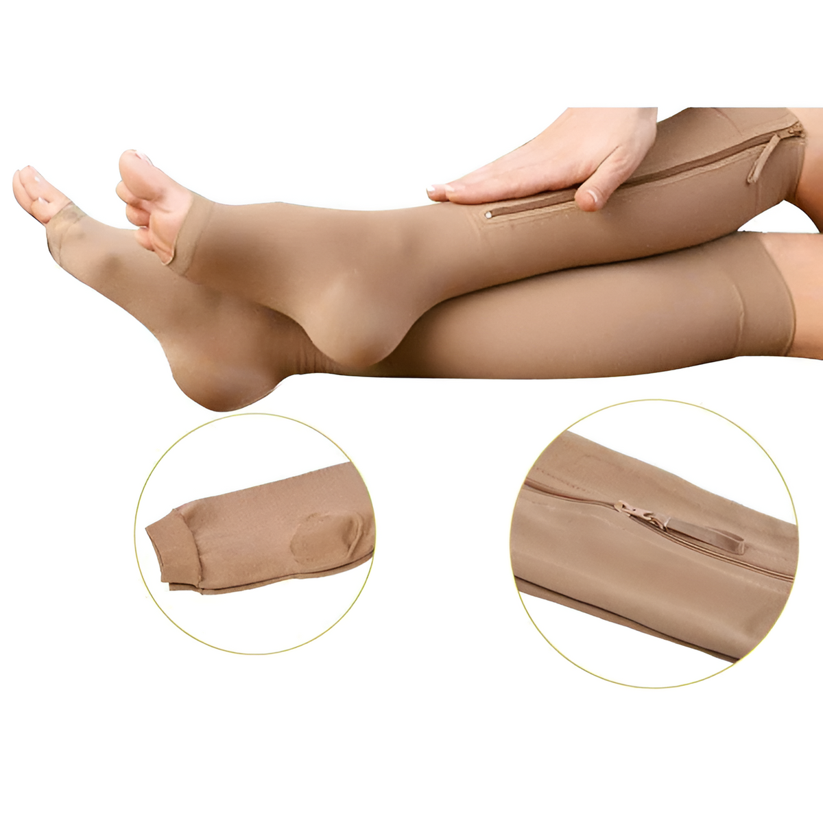 Zippered Compression Socks 20-30 mmHg - Easy On, Supportive Fit