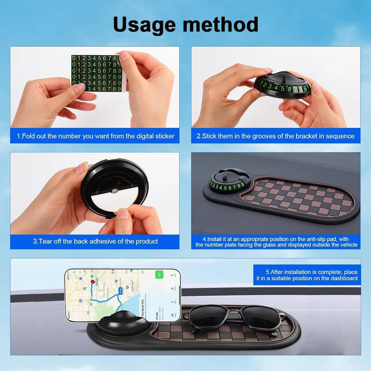 Universal Car Phone Holder - No-Slip Dashboard Mount