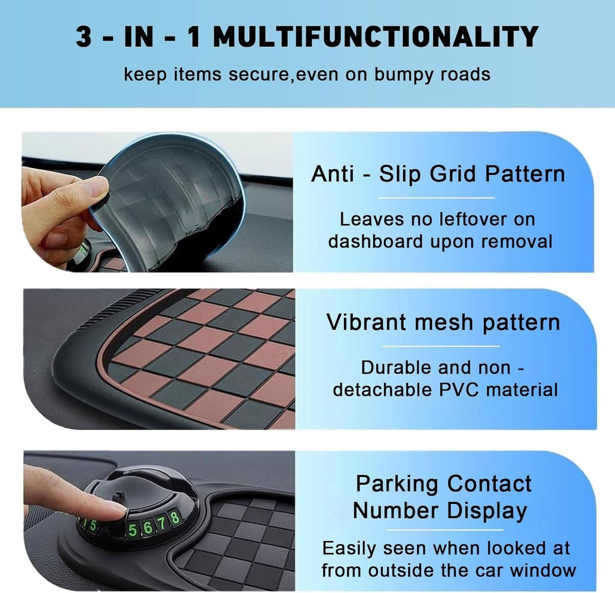 Universal Car Phone Holder - No-Slip Dashboard Mount
