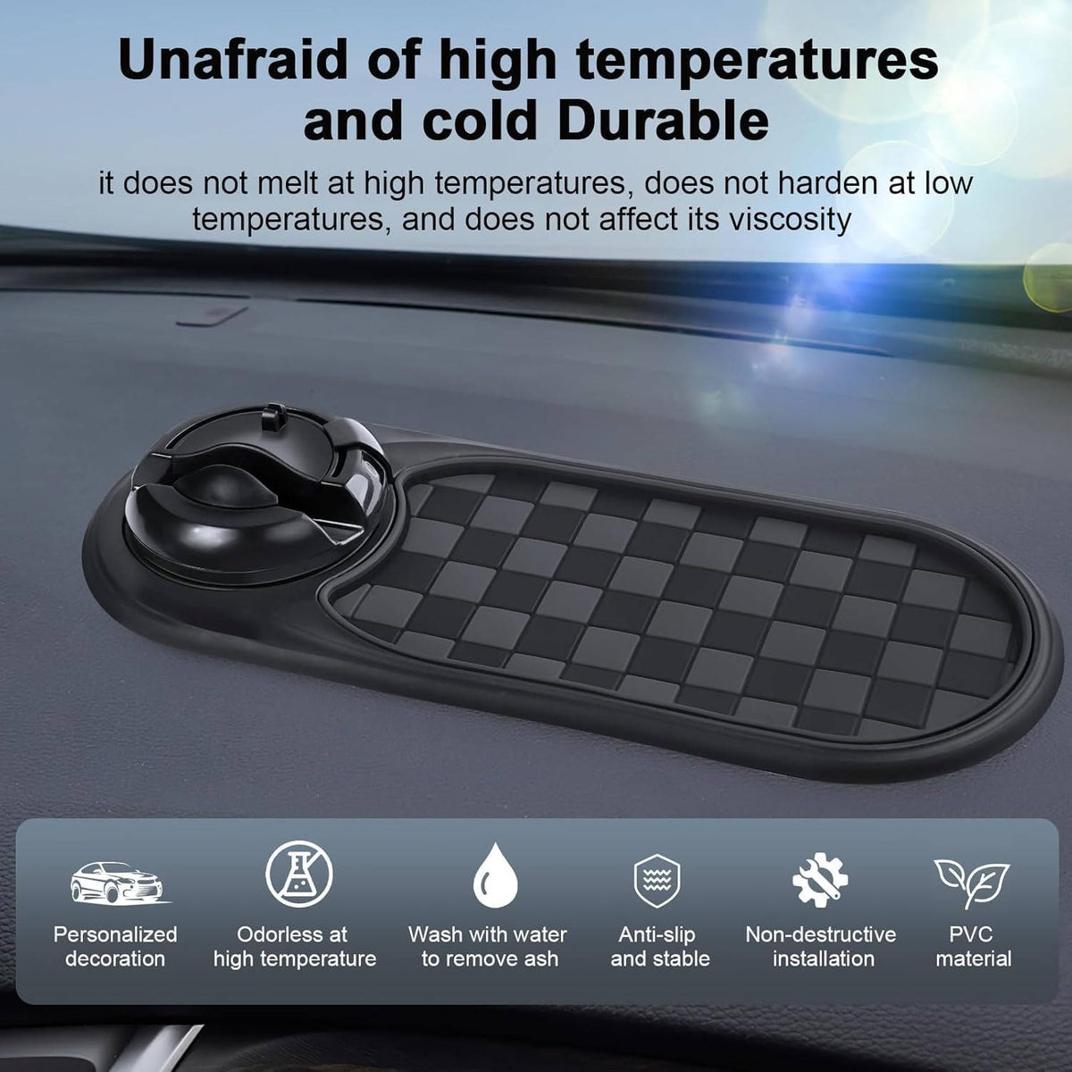 Universal Car Phone Holder - No-Slip Dashboard Mount
