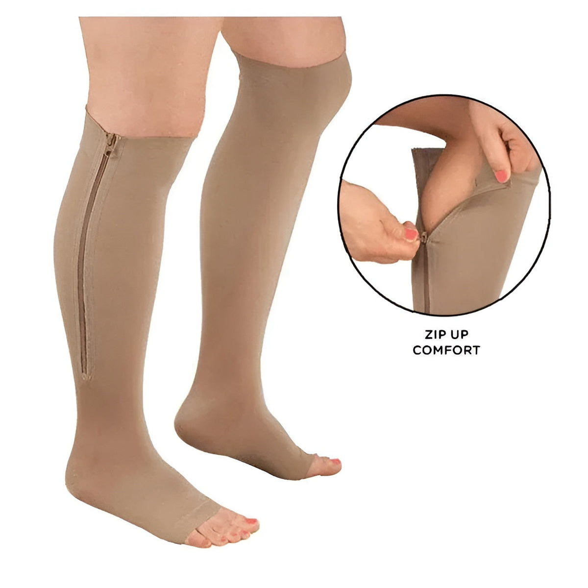Zippered Compression Socks 20-30 mmHg - Easy On, Supportive Fit