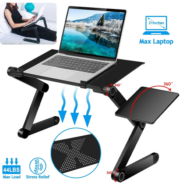 360-Degree Ergonomic Laptop Stand - Detachable Mouse Plate Riser