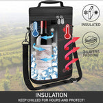Insulated 2-Bottle Wine Cooler Tote - Leakproof Carrier with Strap