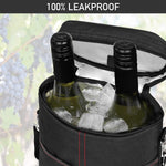 Insulated 2-Bottle Wine Cooler Tote - Leakproof Carrier with Strap