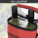 Insulated 2-Bottle Wine Cooler Tote - Leakproof Carrier with Strap