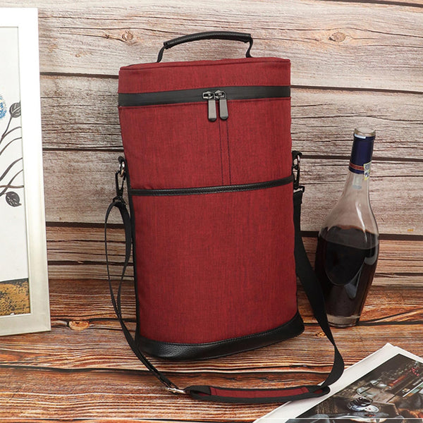 Insulated 2-Bottle Wine Cooler Tote - Leakproof Carrier with Strap