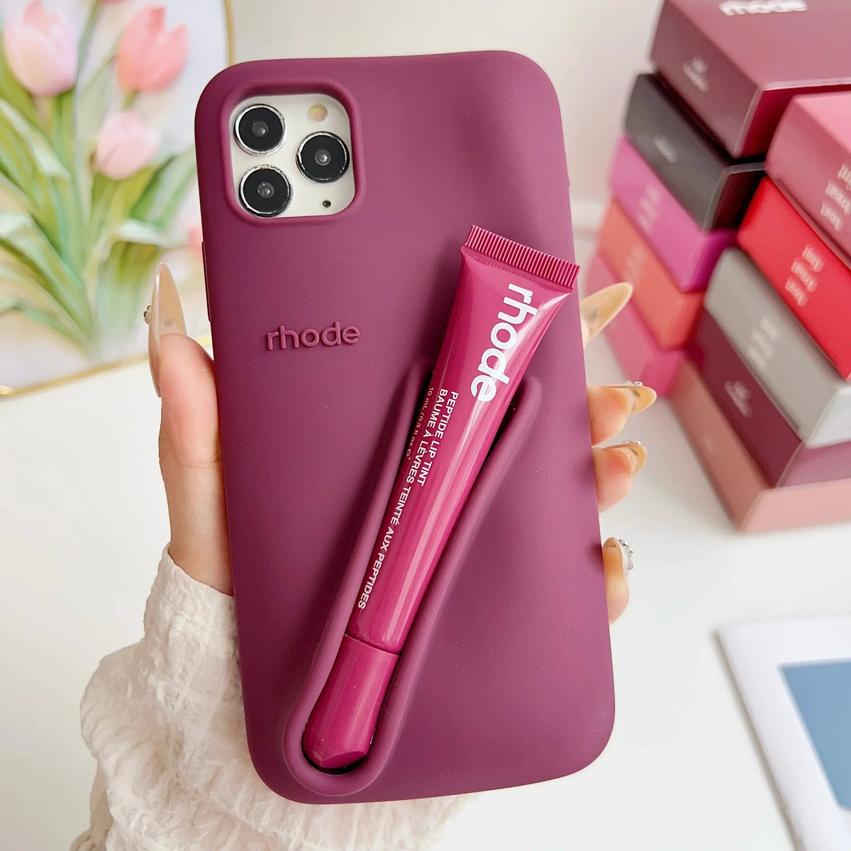iPhone Case with Lip Gloss Set - Stylish Protection & Gift Bundle