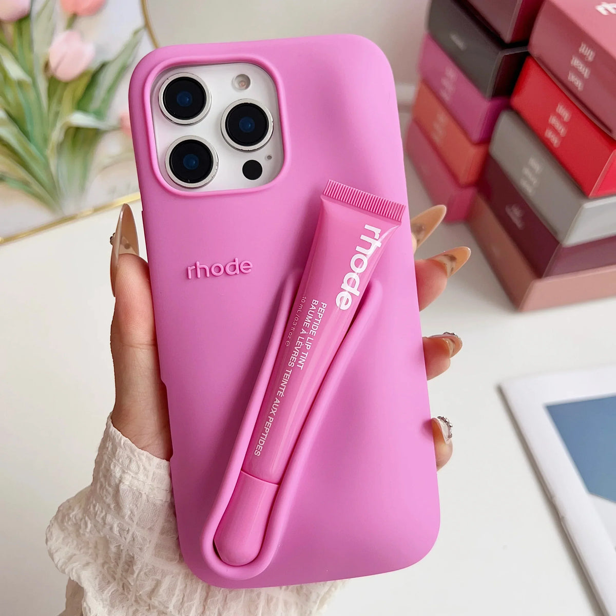 iPhone Case with Lip Gloss Set - Stylish Protection & Gift Bundle