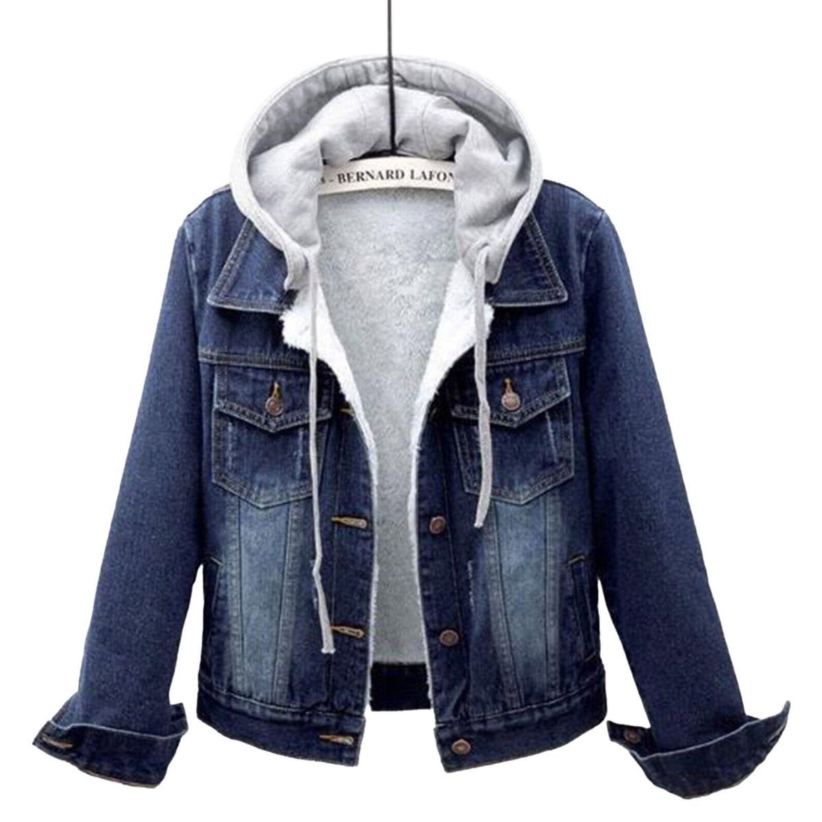 Plus-Size Hooded Denim Jacket - Fleece-Lined Fall Style