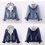 Plus-Size Hooded Denim Jacket - Fleece-Lined Fall Style