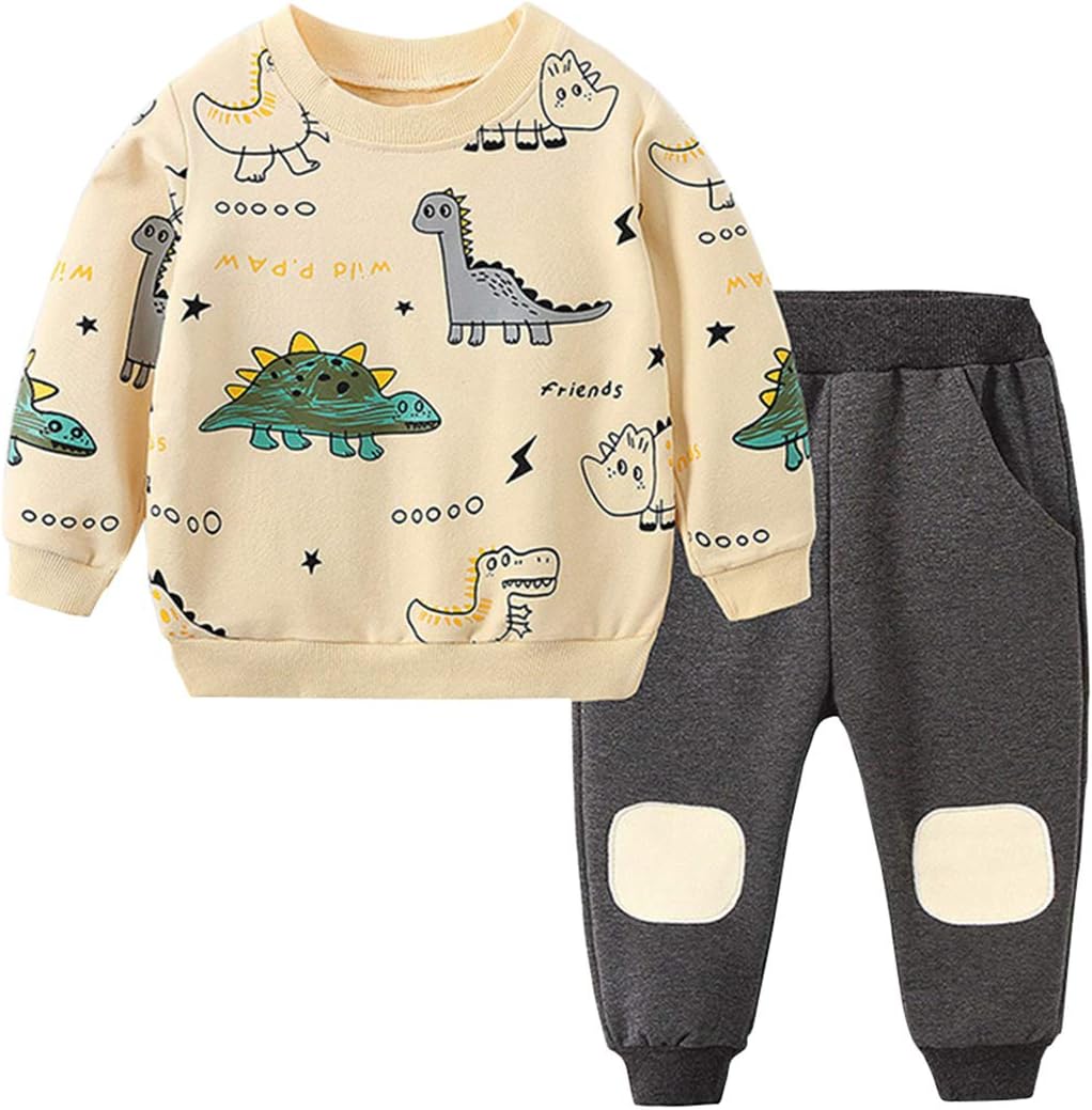 Dinosaur Print Kids Set - Boys 2-Piece Clothing Outfit