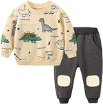 Dinosaur Print Kids Set - Boys 2-Piece Clothing Outfit