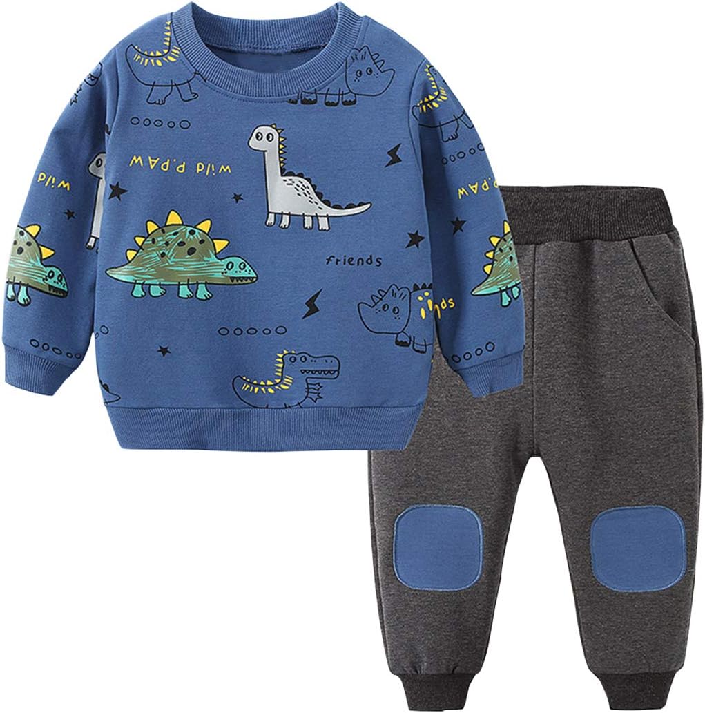 Dinosaur Print Kids Set - Boys 2-Piece Clothing Outfit