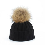 Felina Beanie - Knitted Winter Hat with Faux Fur Pom-Pom