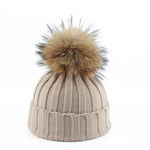 Felina Beanie - Knitted Winter Hat with Faux Fur Pom-Pom