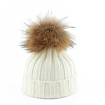 Felina Beanie - Knitted Winter Hat with Faux Fur Pom-Pom