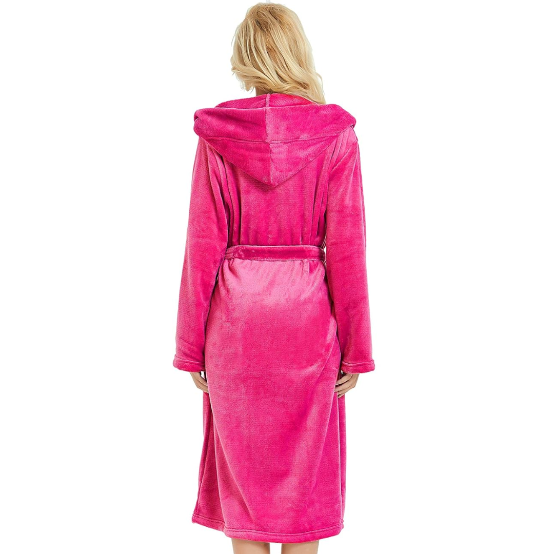 Vivianne Fleece Bathrobe with Hood - Warm, Cozy Loungewear for Women