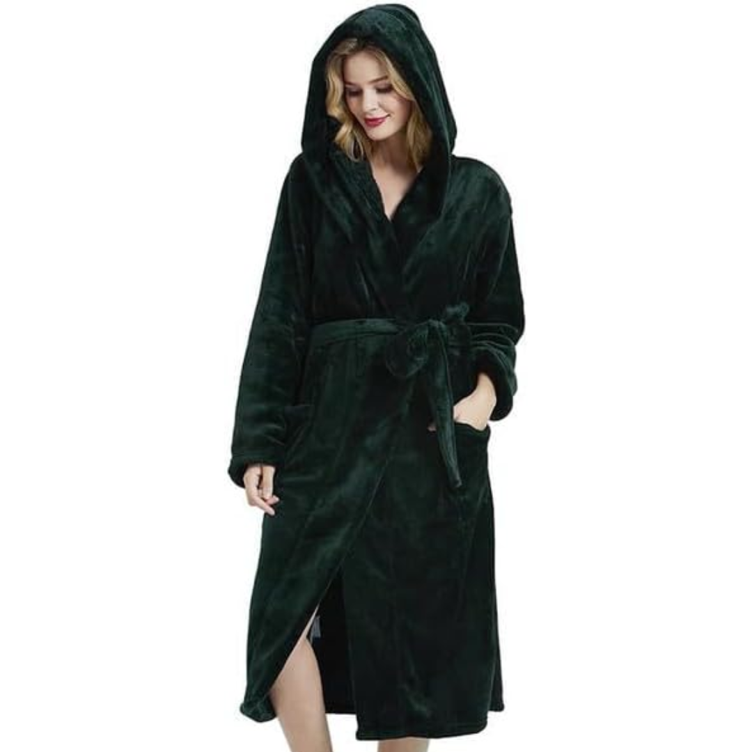 Vivianne Fleece Bathrobe with Hood - Warm, Cozy Loungewear for Women