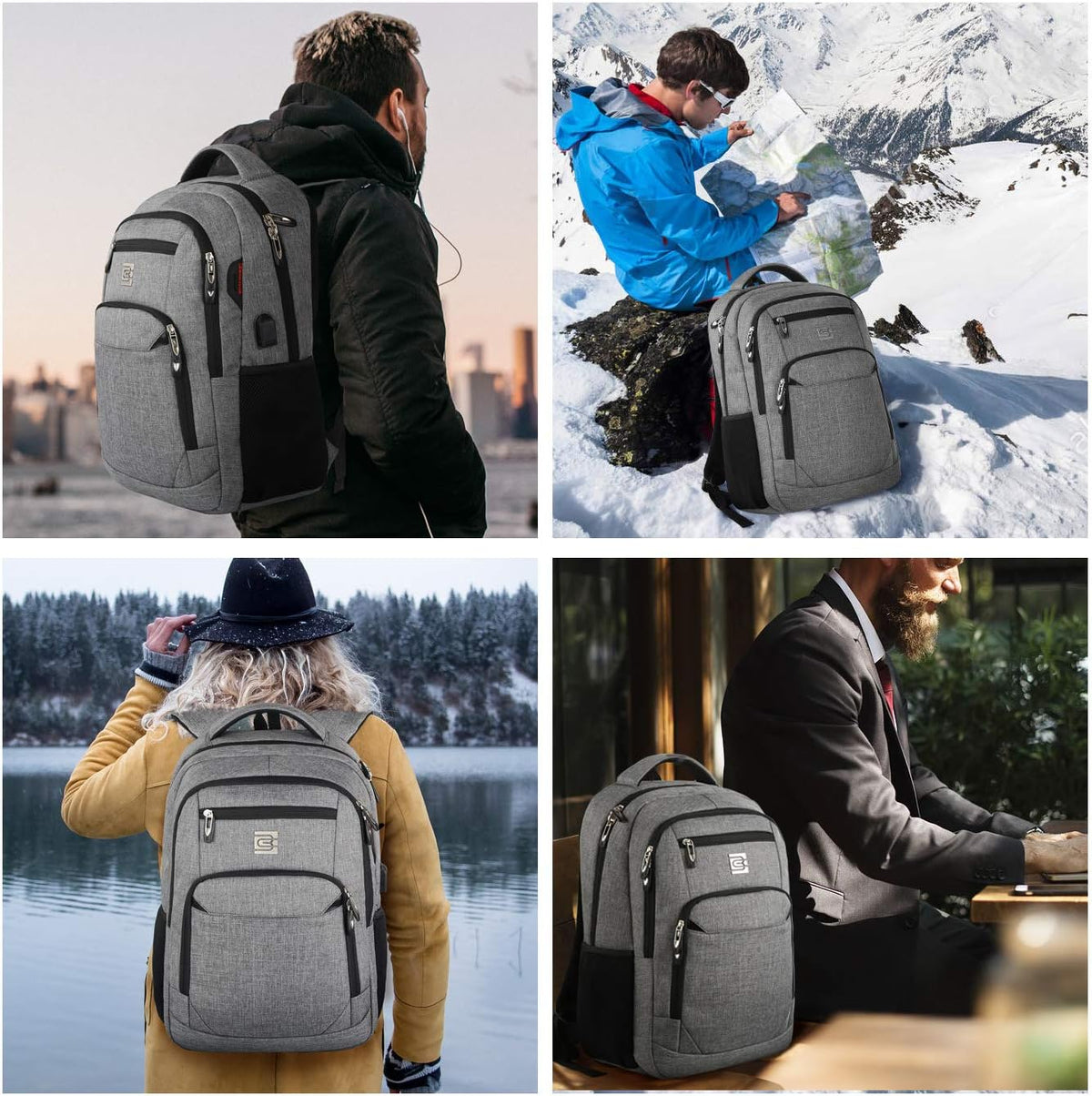 Slim Anti-Theft Laptop Backpack - USB Charging, Fits 15.6-Inch Laptops