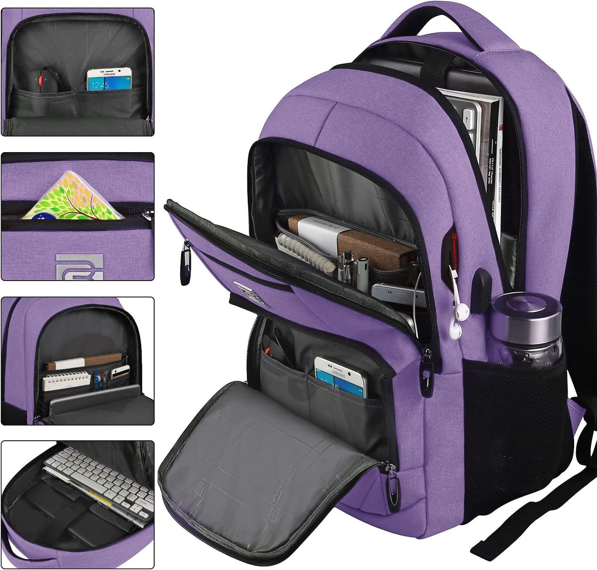 Slim Anti-Theft Laptop Backpack - USB Charging, Fits 15.6-Inch Laptops