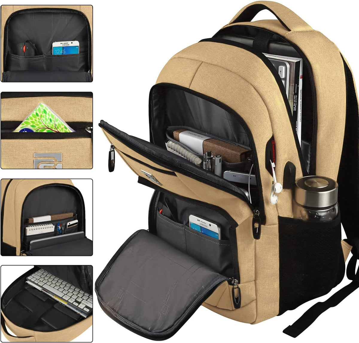 Slim Anti-Theft Laptop Backpack - USB Charging, Fits 15.6-Inch Laptops