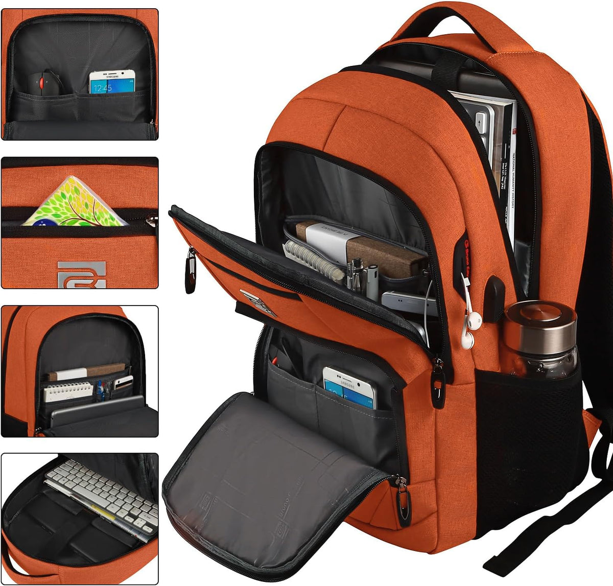 Slim Anti-Theft Laptop Backpack - USB Charging, Fits 15.6-Inch Laptops