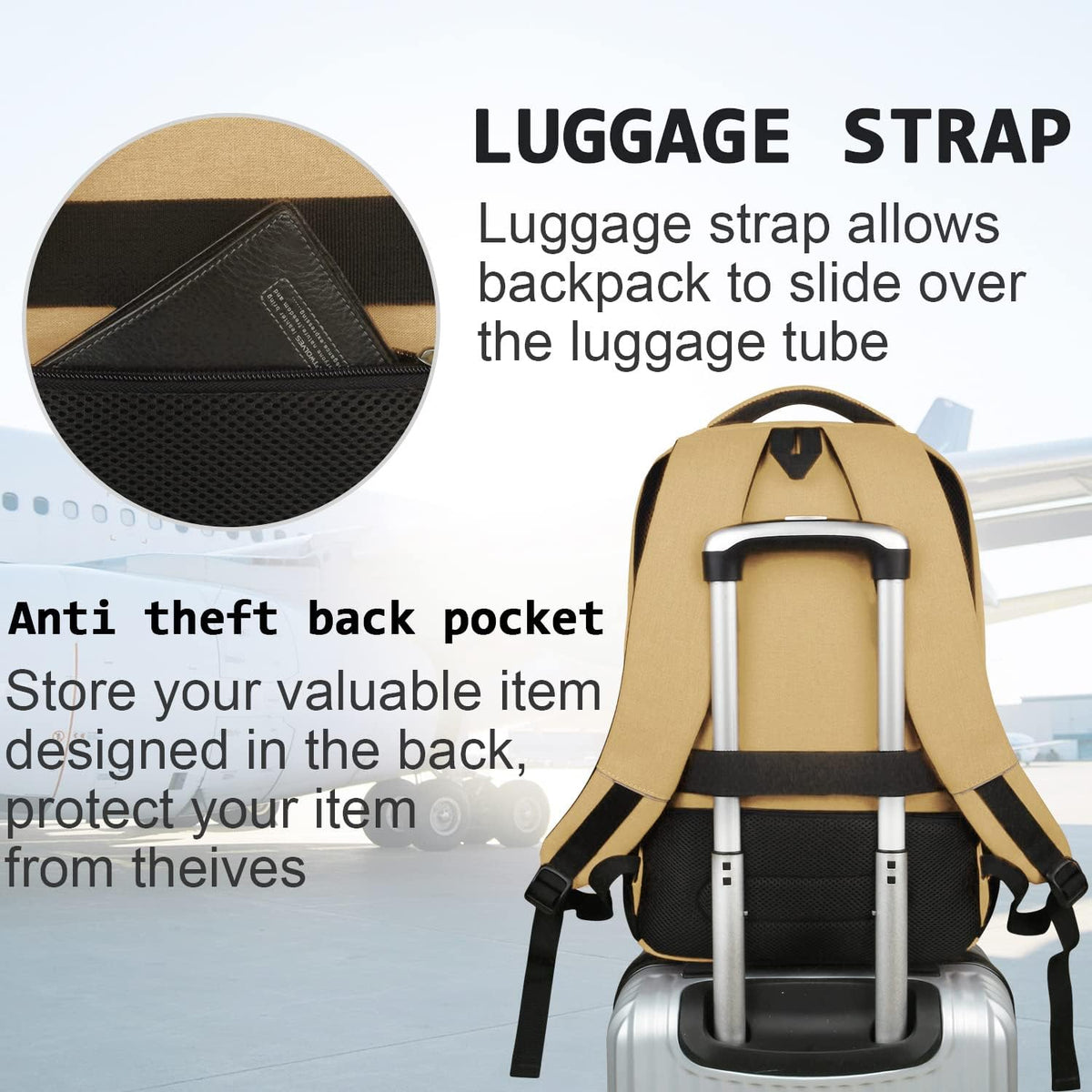 Slim Anti-Theft Laptop Backpack - USB Charging, Fits 15.6-Inch Laptops