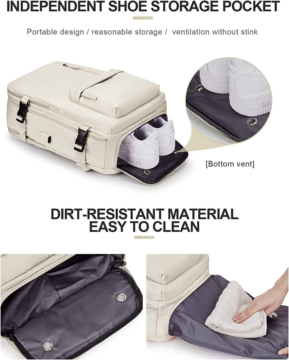 40L Waterproof Travel Backpack - USB Charging & Shoe Compartment