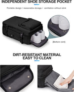 Waterproof Travel Backpack - Shoe Compartment & USB Port