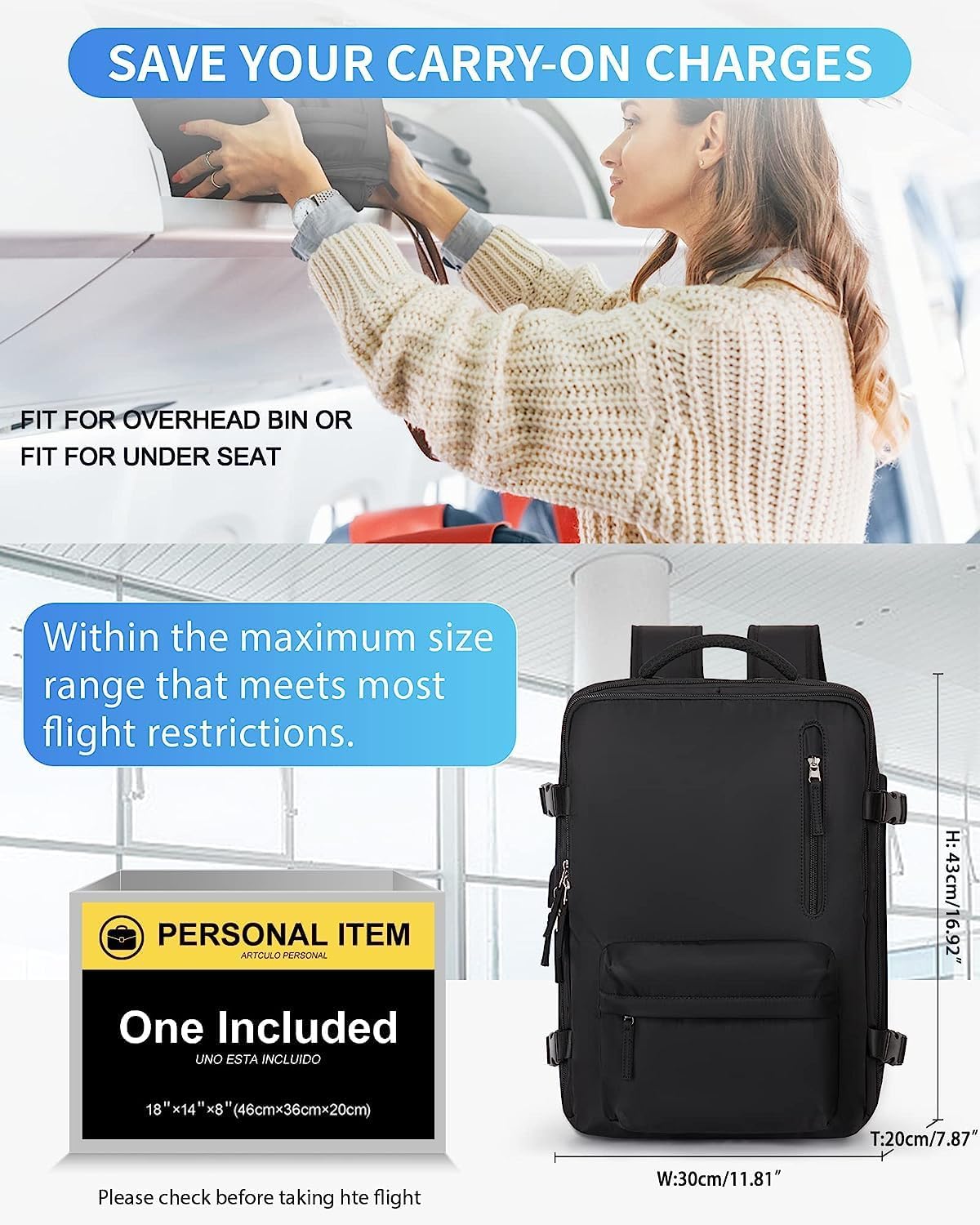 40L Waterproof Travel Backpack - USB Charging & Shoe Compartment