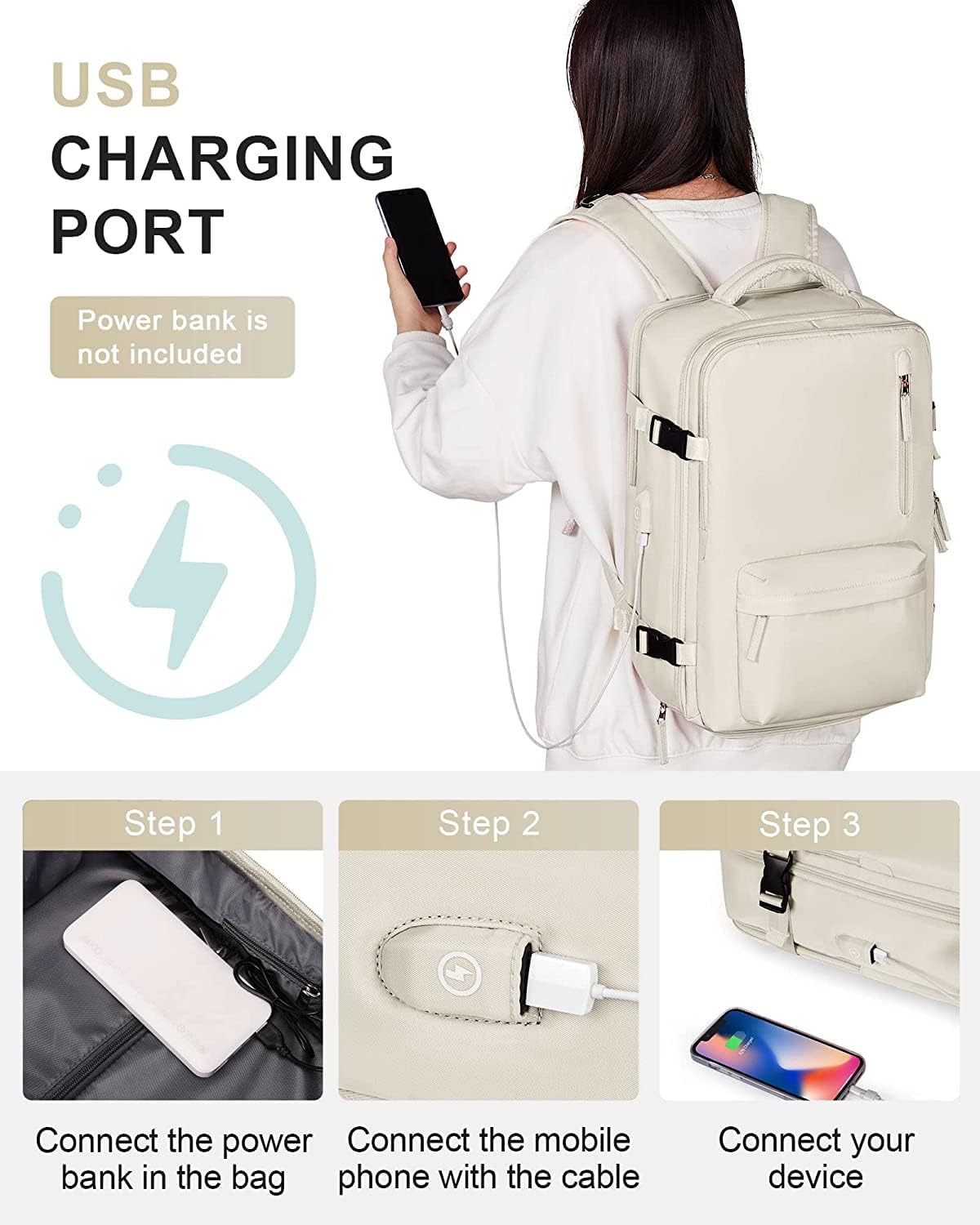 40L Waterproof Travel Backpack - USB Charging & Shoe Compartment