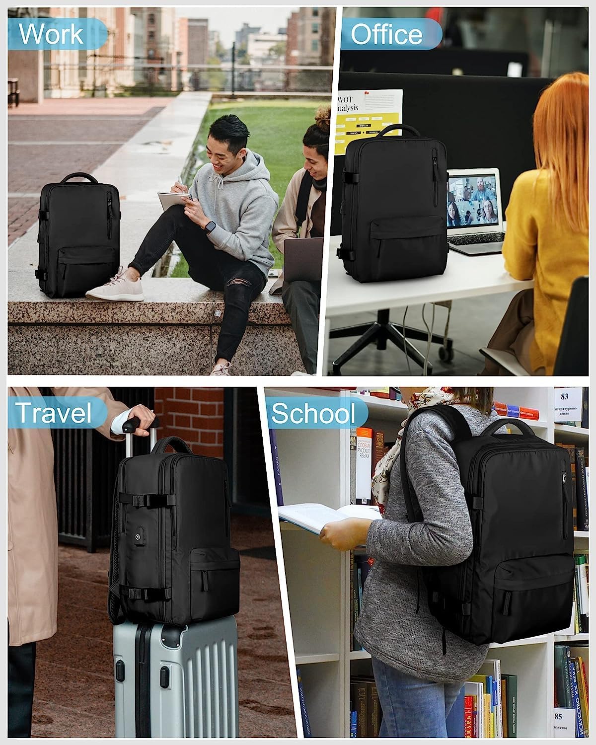 40L Waterproof Travel Backpack - USB Charging & Shoe Compartment