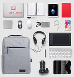 Slim Waterproof Laptop Backpack - Built-In USB Charging Port