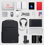 Slim Waterproof Laptop Backpack - Built-In USB Charging Port