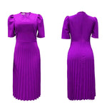 Elegant Pleated Plus-Size Dress - Classic Peplum Silhouette