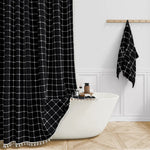LinenCove Boho Linen Shower Curtain - Waterproof with Tassels