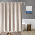 LinenCove Boho Linen Shower Curtain - Waterproof with Tassels