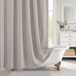 LinenCove Boho Linen Shower Curtain - Waterproof with Tassels