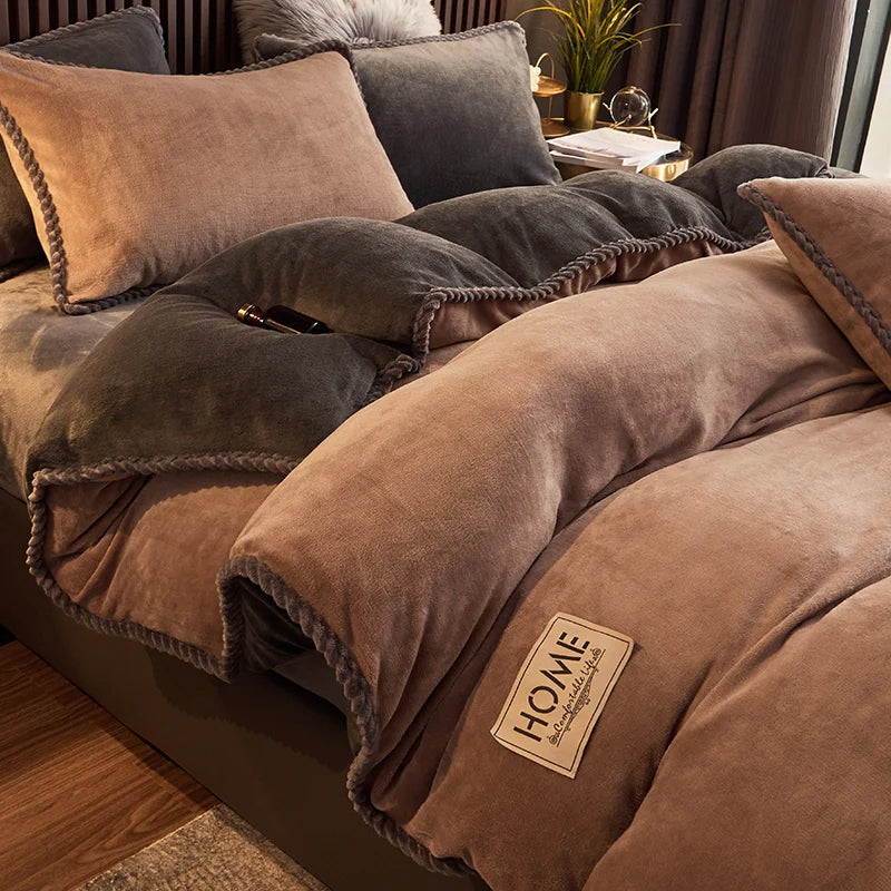 PlushHaven Velvet Fleece Duvet Cover Set - Cozy Warmth for Cold Nights