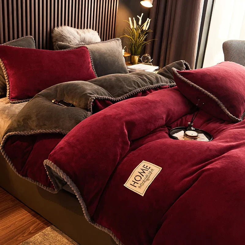 PlushHaven Velvet Fleece Duvet Cover Set - Cozy Warmth for Cold Nights