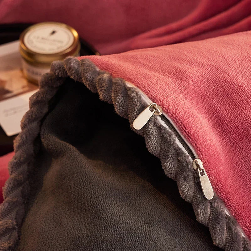 PlushHaven Velvet Fleece Duvet Cover Set - Cozy Warmth for Cold Nights