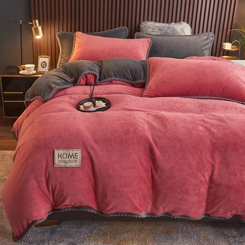 PlushHaven Velvet Fleece Duvet Cover Set - Cozy Warmth for Cold Nights