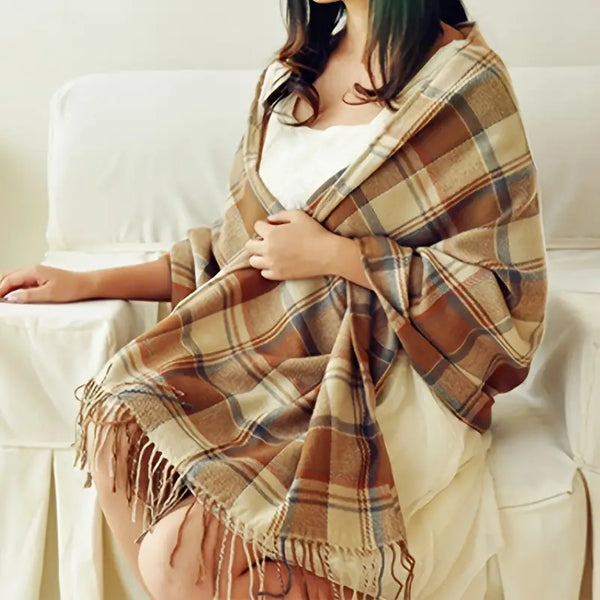 Marlowe Cashmere Scarf - Soft Warm Check Pattern Wrap