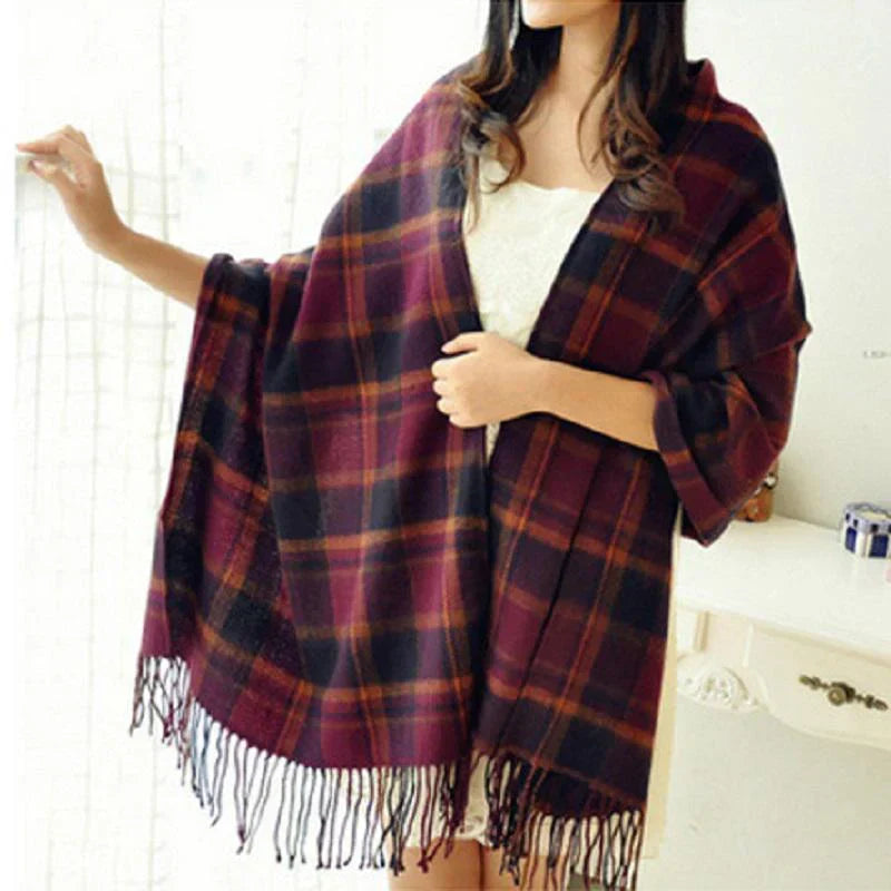 Marlowe Cashmere Scarf - Soft Warm Check Pattern Wrap